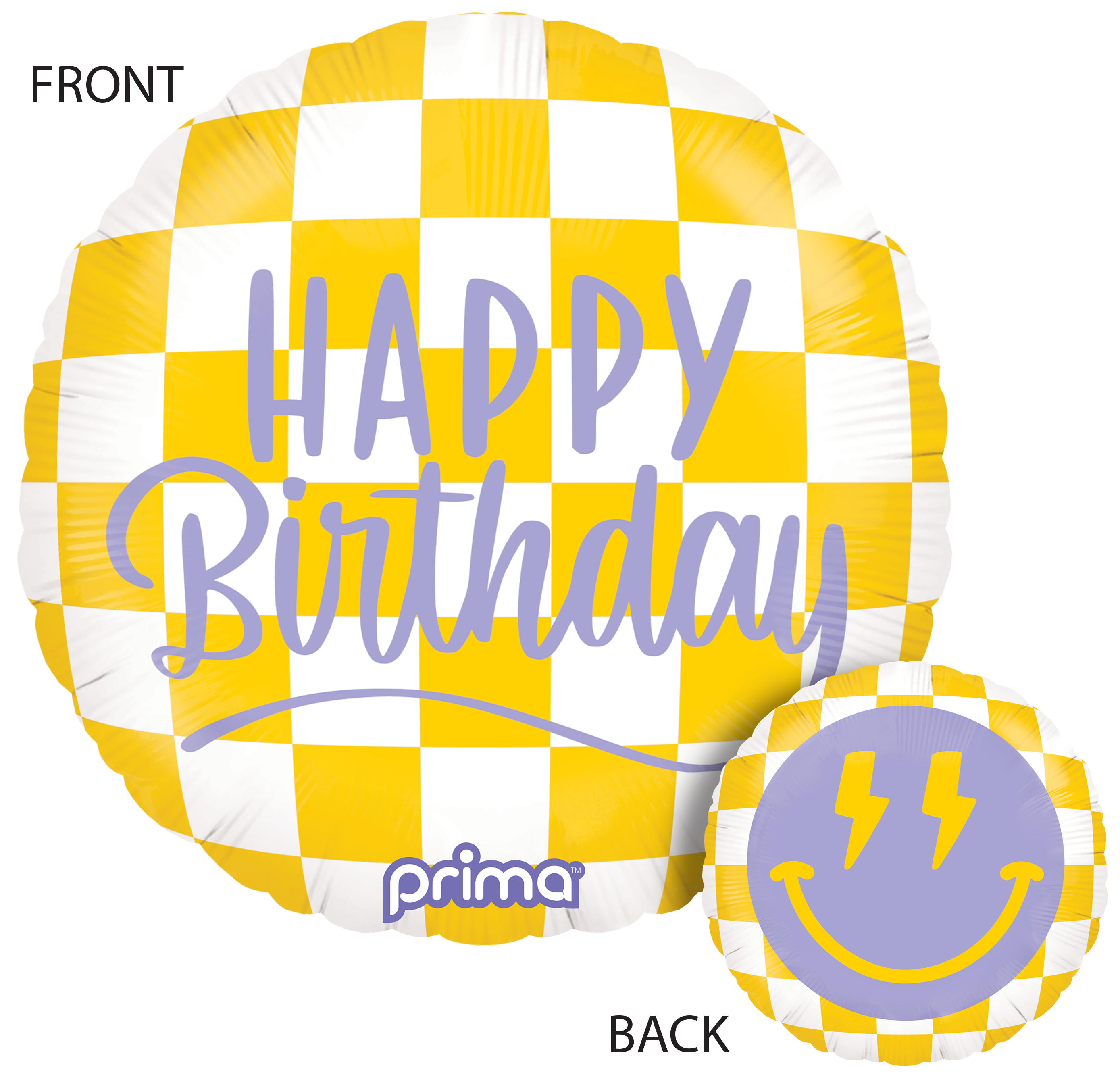 18" Round Happy Face Checker Birthday