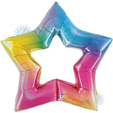 48in Open Star OPAL - Holographic Foil Balloon - Pack of 2