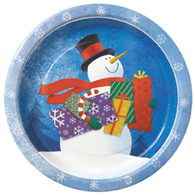 9" Paper Plates - Snowman Gifts (8ct) - Unique