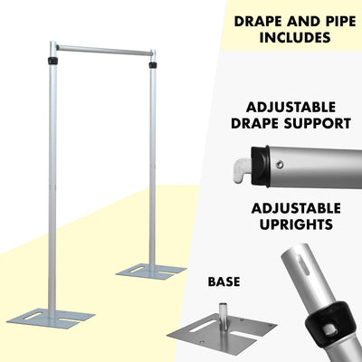 ADJUSTABLE PIPE AND DRAPE KIT 8 - 14FT X 8 - 14FT - Premium Party Distribution