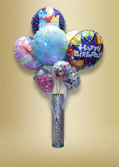 AIR - FILLED Cardboard Cylinder Holographic Balloon Display (Holds approx 10 - 4in/9in/14in Balloons) - Premium Party Distribution