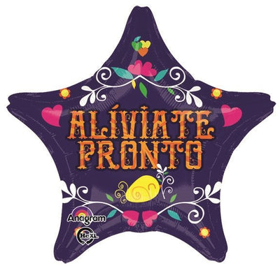 ALIVIATE PRONTO Floral - Standard HX - STAR Shaped Foil Balloon - Premium Party Distribution