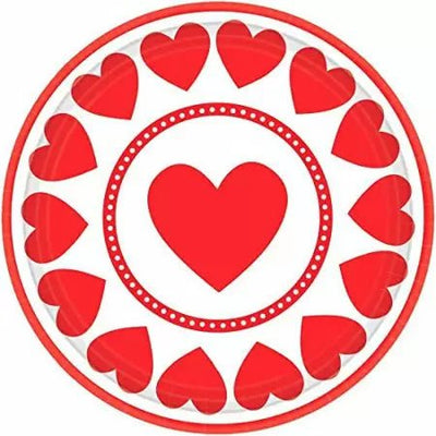 Amscan 9" Hearts Plate 8ct - Premium Party Distribution