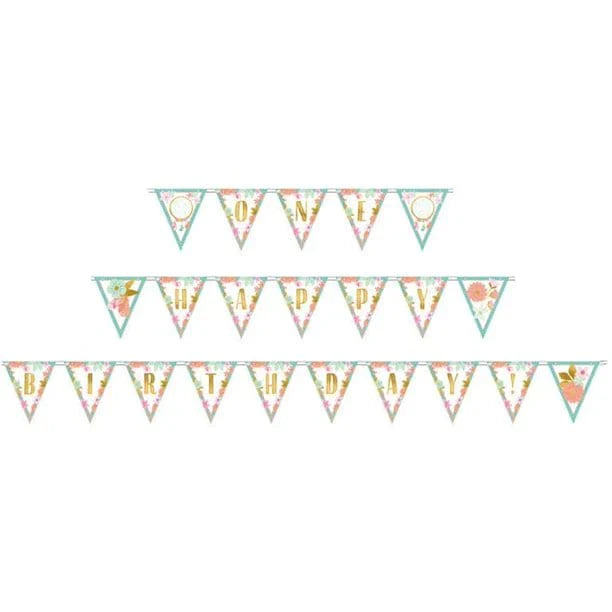 Boho 1 Happy Birthday Pennant Banner