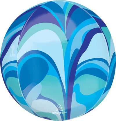 Anagram 16" Blue Macro Marble Orbz Balloon - Premium Party Distribution