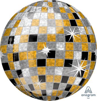 Anagram 16″ Gold/Silver/Black Disco Ball Orbz - Premium Party Distribution