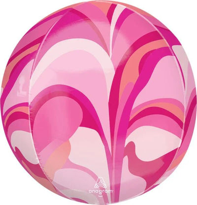 Anagram 16" Pink Macro Marble Orbz Balloon - Premium Party Distribution