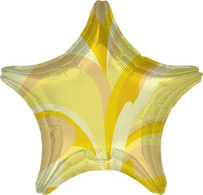Anagram 18" Gold Macro Marble Star Balloon - Premium Party Distribution
