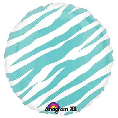 Anagram 18" Robins Egg Blue Zebra Print Balloon - Premium Party Distribution