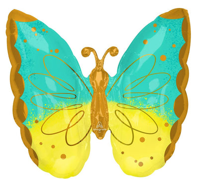 Anagram 25" Mint & Yellow Butterfly Balloon - Premium Party Distribution