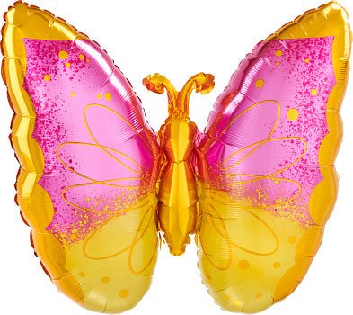 Anagram 25" Pink And Yellow Butterfly Balloon - Premium Party Distribution