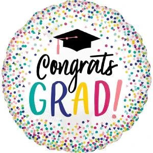 Anagram 28" Congrats Grad Color Dots Balloon - Premium Party Distribution