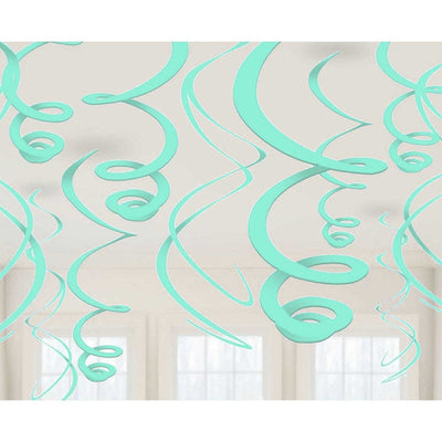 Aqua Blue Swirl Decoration 12pc - Premium Party Distribution