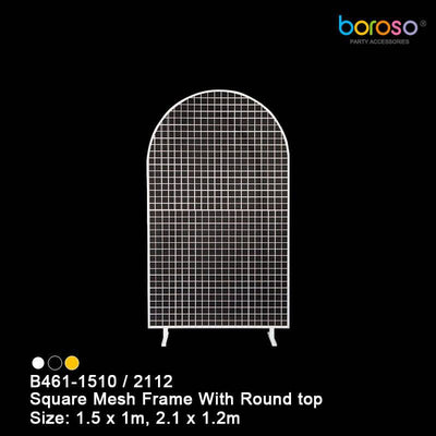 B461 White Square Mesh Frame with Round Top - Borosino - Premium Party Distribution