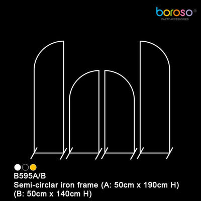B595A White Semi - Circler Iron Frame 2pc - Tall (1ft 6in x 6ft 5in) 1ct - Borosino - Premium Party Distribution