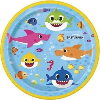 Baby Shark Round 7" Dessert Plates 8ct - Unique - Premium Party Distribution