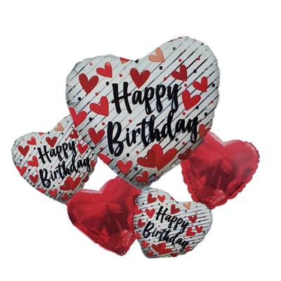 Balloon Bouquet - Happy Birthday Love Hearts - Premium Party Distribution