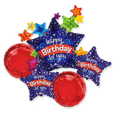 Balloon Bouquet - Happy Birthday Star Cluster - Premium Party Distribution