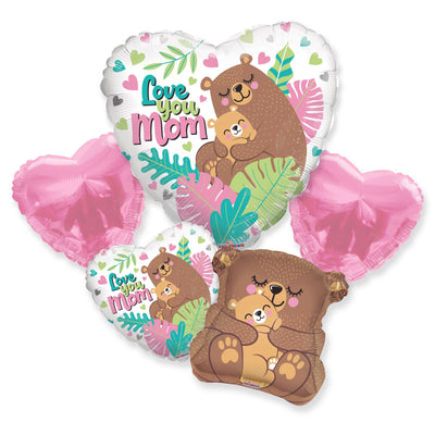 Balloon Bouquet - Love You Mom Bear (5ct) - Premium Party Distribution