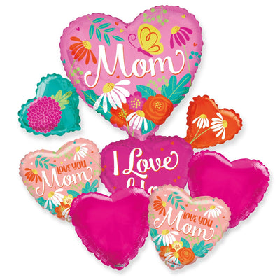 Balloon Bouquet - Mom Hearts and Flowers - Premium Party Distribution