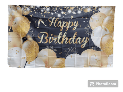 Banner - Happy Birthday Gold & White Balloons - Premium Party Distribution