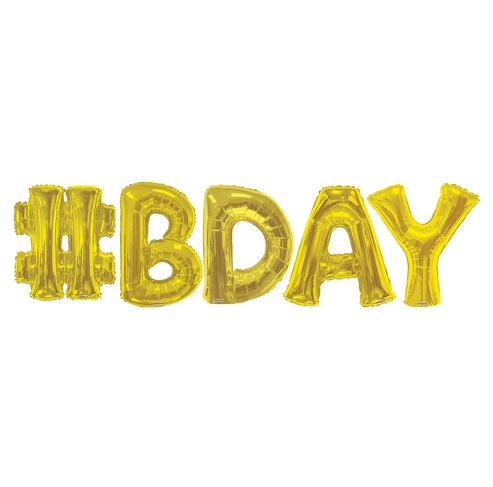 ConverUSA 34" Gold #BDAY Balloon Banner 5pc