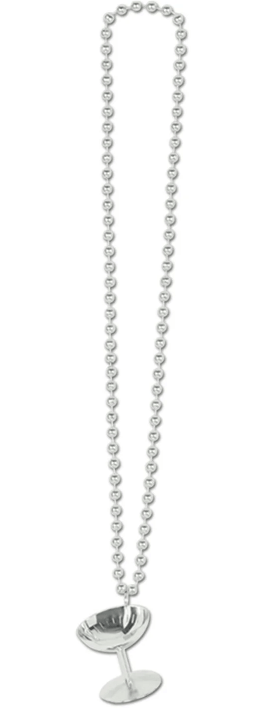 Bead Necklace with Champagne Glass - Premium Party Distribution