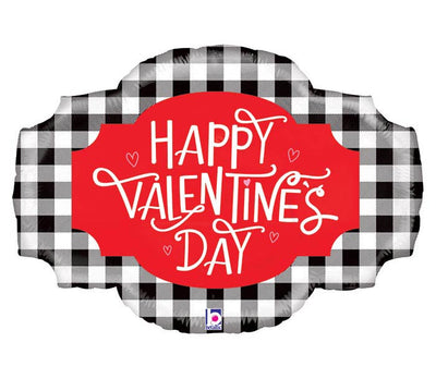 Betallic 32" Buffalo Plaid Valentine Foil Balloon - Premium Party Distribution