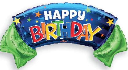 Conver U7SA 36" Happy Birthday Blue and Green Foil Balloon