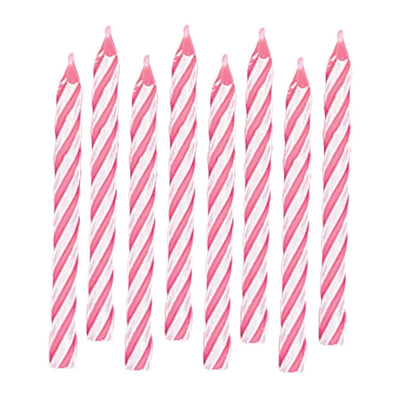 Birthday Candles - Pink/White Spiral (24ct) - Premium Party Distribution