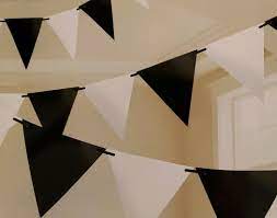 Black & White Pennant Banner 24pc - Premium Party Distribution