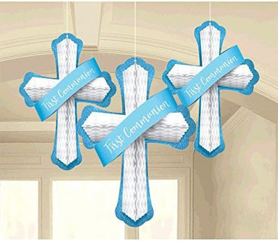 Blue Honeycomb Cross 3pc - Premium Party Distribution
