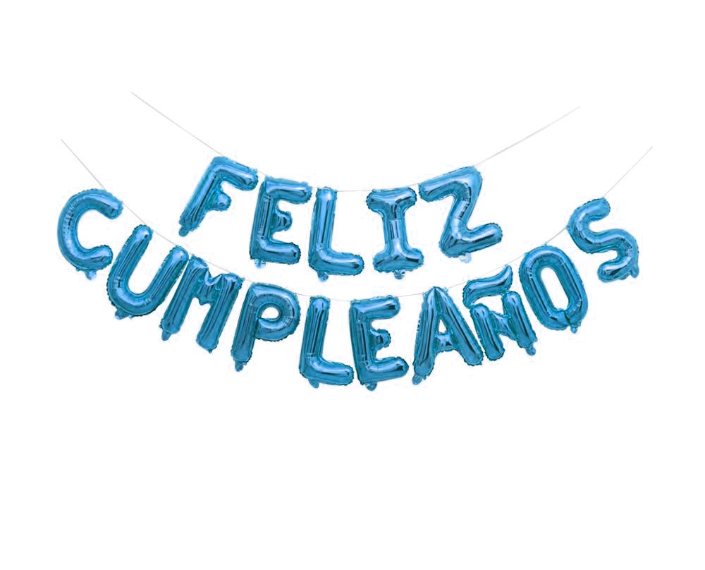 Feliz Cumpleanos 16" Blue Foil Balloon Banner