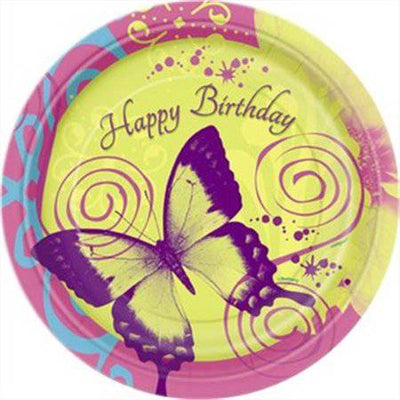 Butterfly Chic 7" Paper Plates 8Ct - Unique - Premium Party Distribution