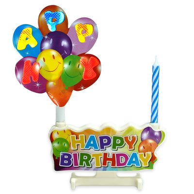Cake Topper with Candle - Happy Birthday - Premium Party Distribution