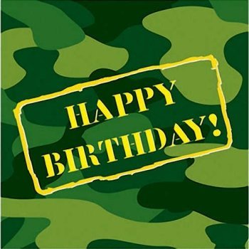 Camo Gear Happy Birthday 16 Count Lunch Napkins - Premium Party Distribution