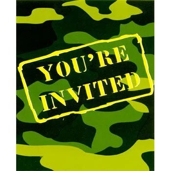 Camo Gear Invitations 8ct - Premium Party Distribution