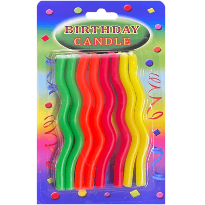 Candles - Birthday Squiggle - Assorted (8ct) - Premium Party Distribution