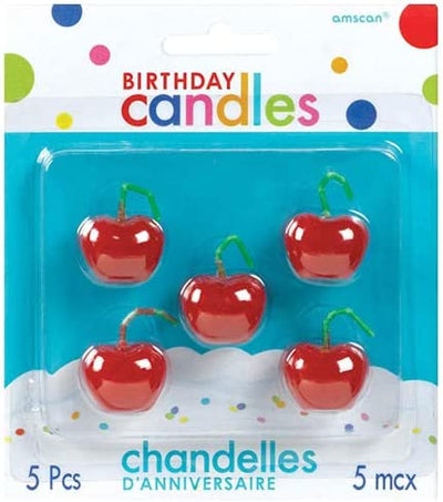 Candles - Cherry Birthday (5ct) - Premium Party Distribution
