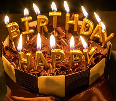 Candles Set - Happy Birthday Gold - Premium Party Distribution