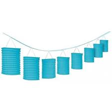 Caribbean Blue Paper Lantern Garland 12ft - Premium Party Distribution