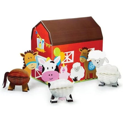 Centerpiece - Farmhouse Fun Barn & Honeycomb Animals - Premium Party Distribution