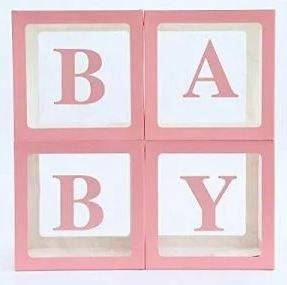 Clear Baby Box - Pink Letters (12" x 12" x 12") - Premium Party Distribution