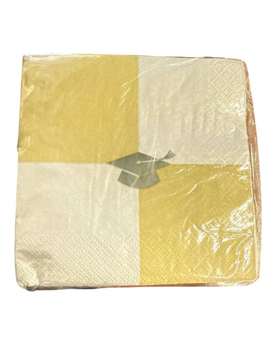 Congrats Grad Cap Metallic Beverage Napkins 16ct - Premium Party Distribution