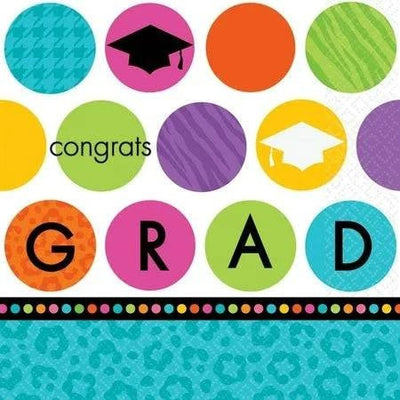 Congrats Grad Colorful Commencement Luncheon Napkins 36ct - Amscan - Premium Party Distribution