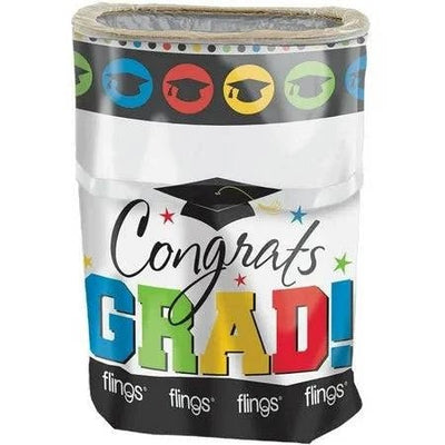 Congrats Grad Flings Pop Up Multi - Color Graduation Trash Bin - Amscan - Premium Party Distribution