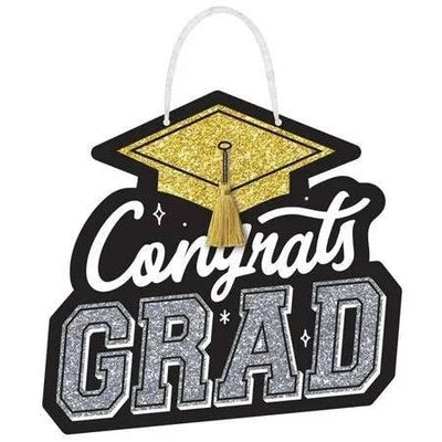 Congrats Grad Glitter Sign 1ct - Amscan - Premium Party Distribution