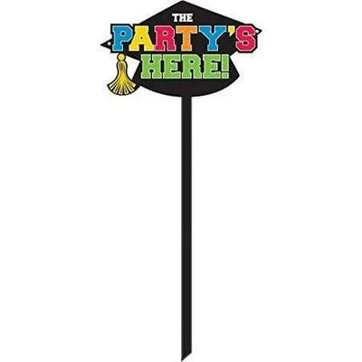 Congrats Grad! Graduation "The Party's Here!" Yard Sign 1ct - Amscan - Premium Party Distribution