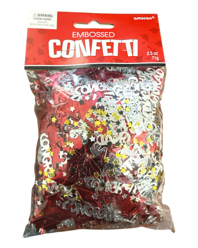 Congrats Grad (Red) Confetti 2.5 oz - Amscan - Premium Party Distribution