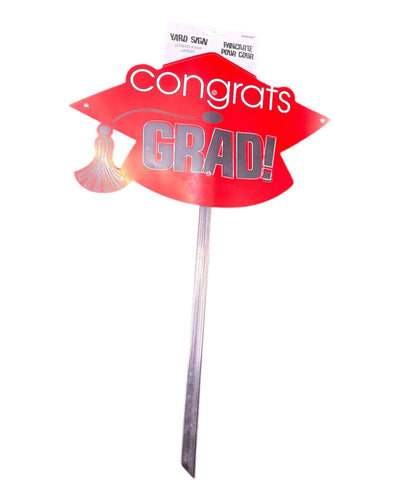 Congrats Grad Red Yard Sign 1ct - Amscan - Premium Party Distribution